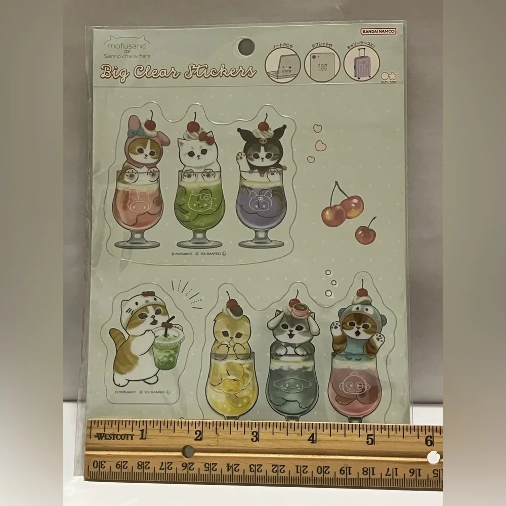 Mofusand/Sanrio Family Big Clear Stickers